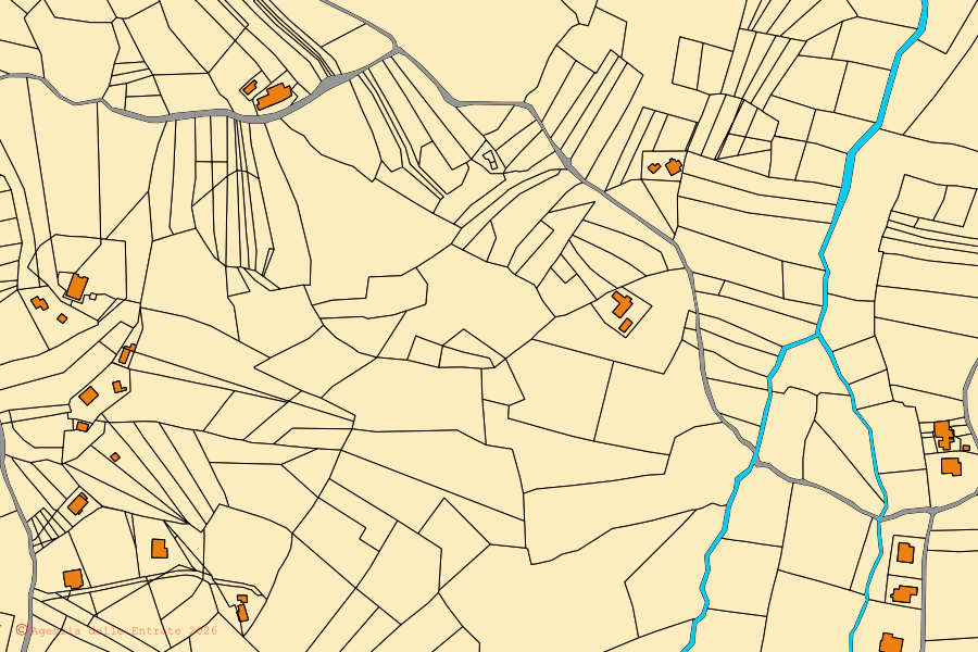 Mappa catastale del centro di Abbateggio: particelle e fabbricati, cartografia Agenzia delle Entrate
