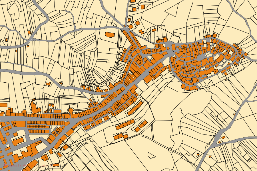 Mappa catastale del centro di Accadia: particelle e fabbricati, cartografia Agenzia delle Entrate