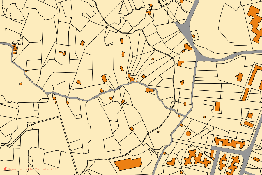 Mappa catastale del centro di Aci Catena: particelle e fabbricati, cartografia Agenzia delle Entrate