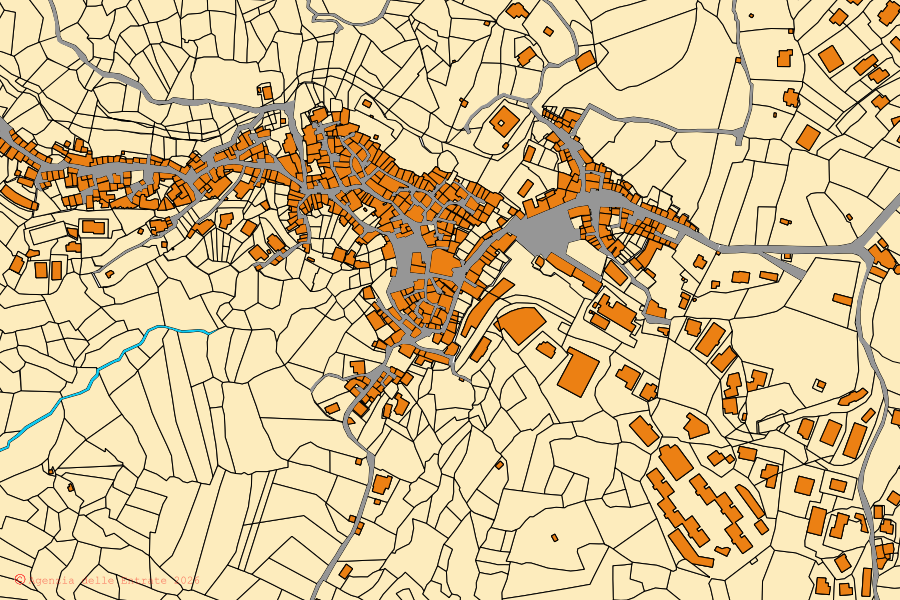 Mappa catastale del centro di Affile: particelle e fabbricati, cartografia Agenzia delle Entrate