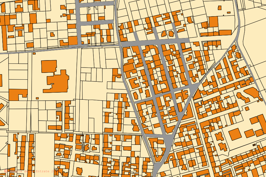 Mappa catastale del centro di Afragola: particelle e fabbricati, cartografia Agenzia delle Entrate