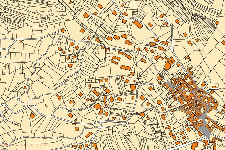 Mappa catastale del centro di Agra: particelle e fabbricati, cartografia Agenzia delle Entrate
