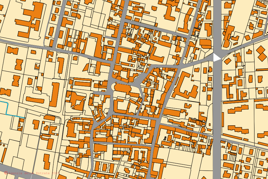 Mappa catastale del centro di Agrate Brianza: particelle e fabbricati, cartografia Agenzia delle Entrate