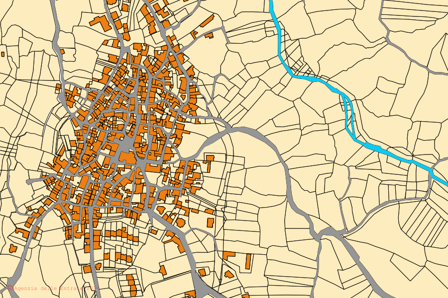 Mappa catastale del centro di Aidomaggiore: particelle e fabbricati, cartografia Agenzia delle Entrate