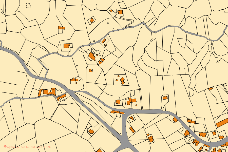 Mappa catastale del centro di Ailano: particelle e fabbricati, cartografia Agenzia delle Entrate