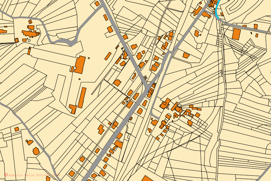 Mappa catastale del centro di Alanno: particelle e fabbricati, cartografia Agenzia delle Entrate