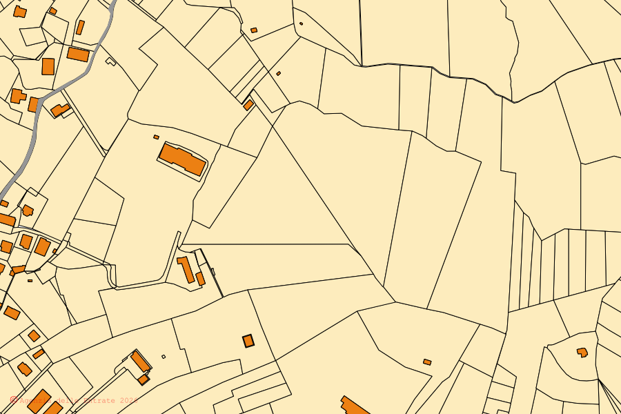 Mappa catastale del centro di Albano Sant'Alessandro: particelle e fabbricati, cartografia Agenzia delle Entrate
