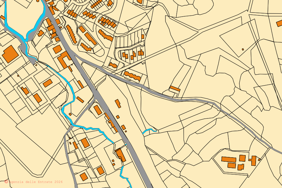 Mappa catastale del centro di Ales: particelle e fabbricati, cartografia Agenzia delle Entrate