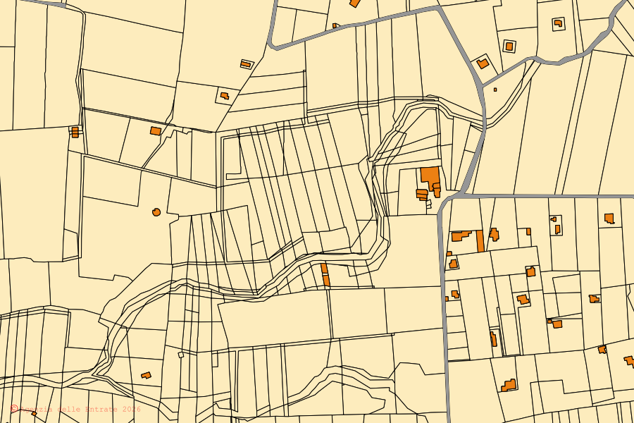 Mappa catastale del centro di Alezio: particelle e fabbricati, cartografia Agenzia delle Entrate