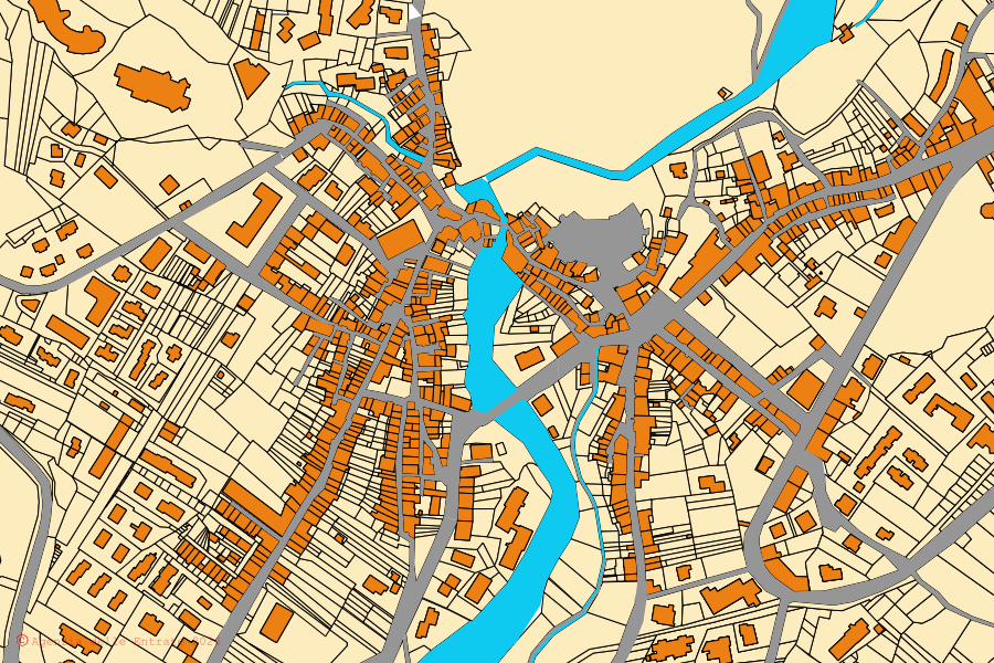 Mappa catastale del centro di Alfedena: particelle e fabbricati, cartografia Agenzia delle Entrate