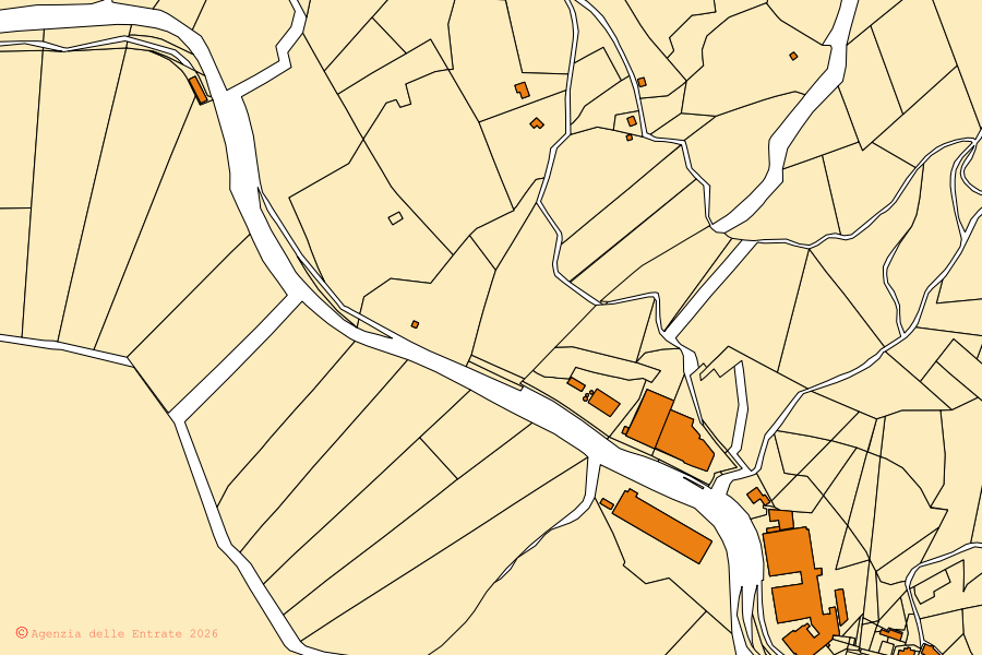 Mappa catastale del centro di Algua: particelle e fabbricati, cartografia Agenzia delle Entrate