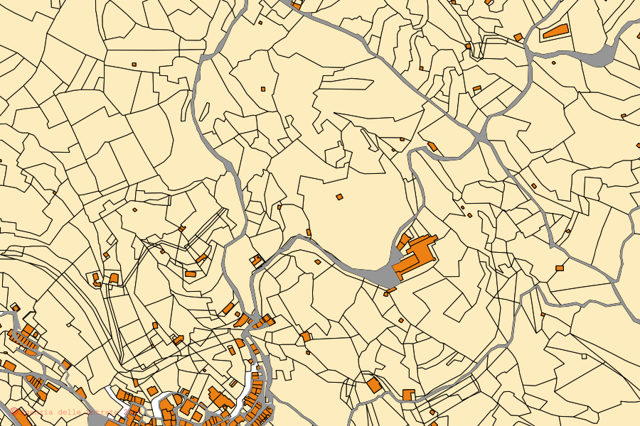 Mappa catastale del centro di Alì: particelle e fabbricati, cartografia Agenzia delle Entrate