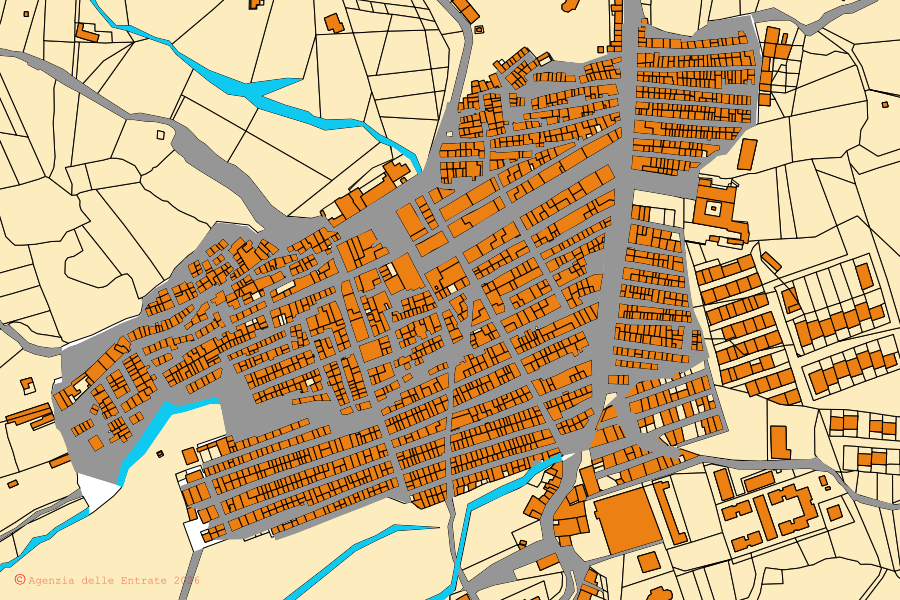 Mappa catastale del centro di Alimena: particelle e fabbricati, cartografia Agenzia delle Entrate