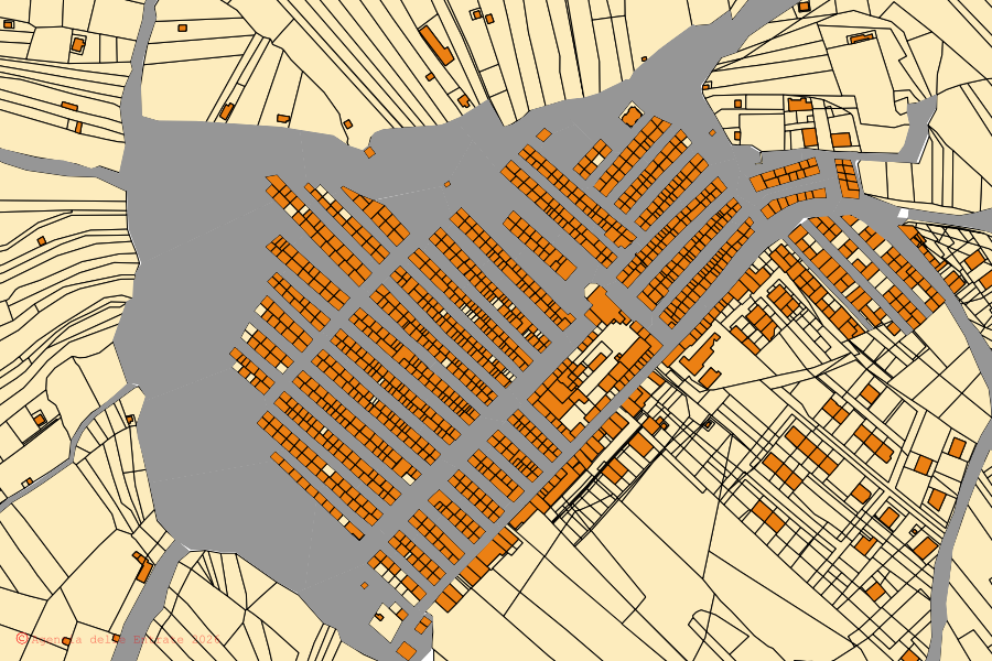 Mappa catastale del centro di Aliminusa: particelle e fabbricati, cartografia Agenzia delle Entrate