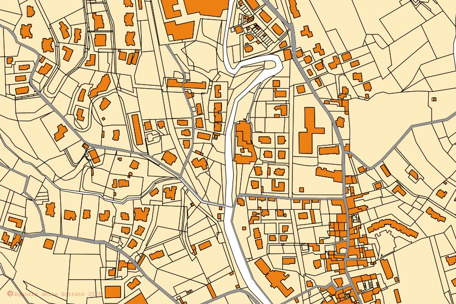 Mappa catastale del centro di Alzano Lombardo: particelle e fabbricati, cartografia Agenzia delle Entrate