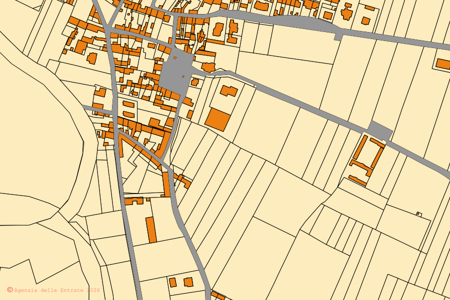 Mappa catastale del centro di Alzano Scrivia: particelle e fabbricati, cartografia Agenzia delle Entrate