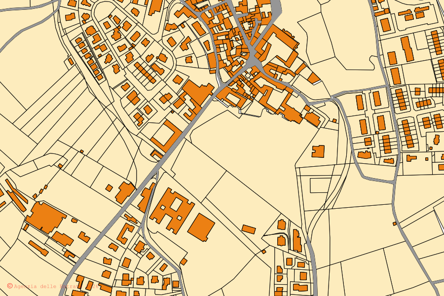 Mappa catastale del centro di Alzate Brianza: particelle e fabbricati, cartografia Agenzia delle Entrate