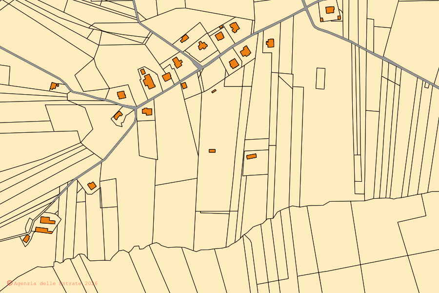 Mappa catastale del centro di Ancarano: particelle e fabbricati, cartografia Agenzia delle Entrate