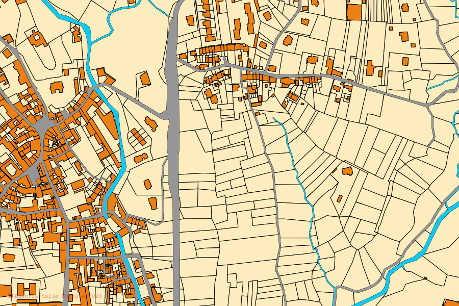 Mappa catastale del centro di Andorno Micca: particelle e fabbricati, cartografia Agenzia delle Entrate
