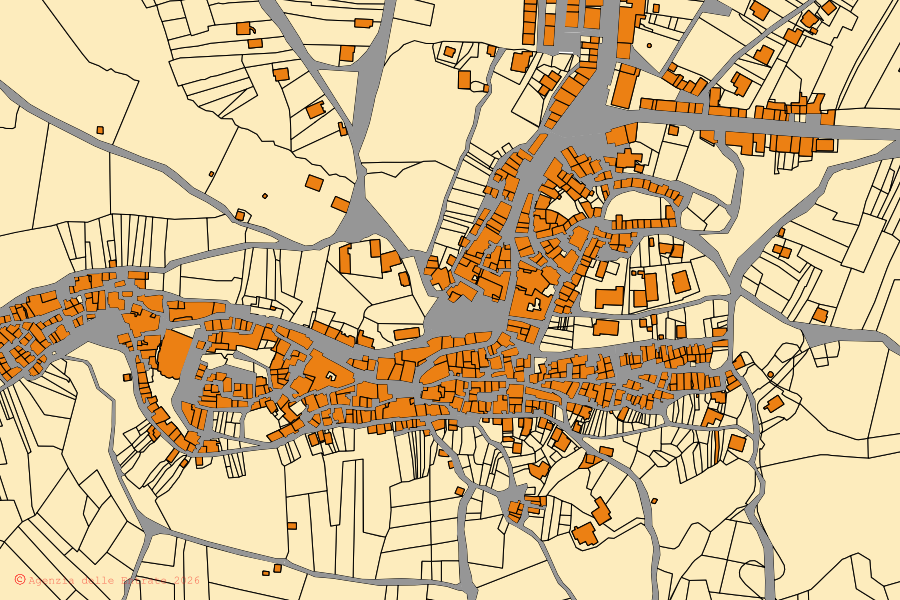 Mappa catastale del centro di Andretta: particelle e fabbricati, cartografia Agenzia delle Entrate
