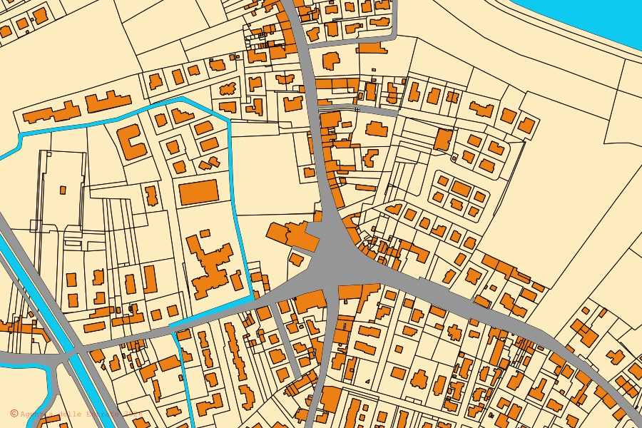 Mappa catastale del centro di Angiari: particelle e fabbricati, cartografia Agenzia delle Entrate