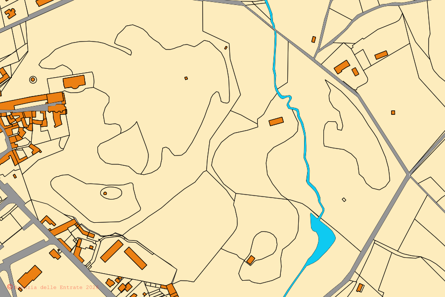 Mappa catastale del centro di Anzano del Parco: particelle e fabbricati, cartografia Agenzia delle Entrate