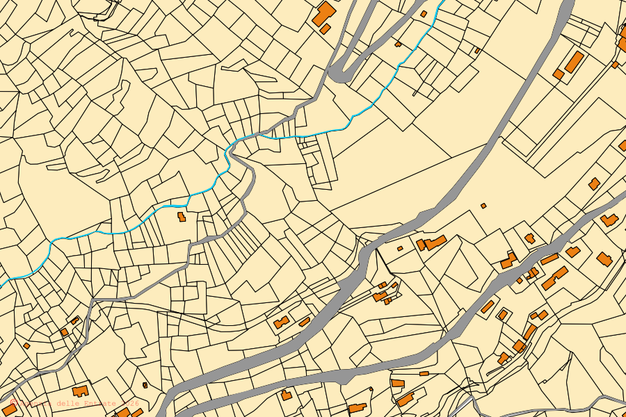 Mappa catastale del centro di Aosta: particelle e fabbricati, cartografia Agenzia delle Entrate