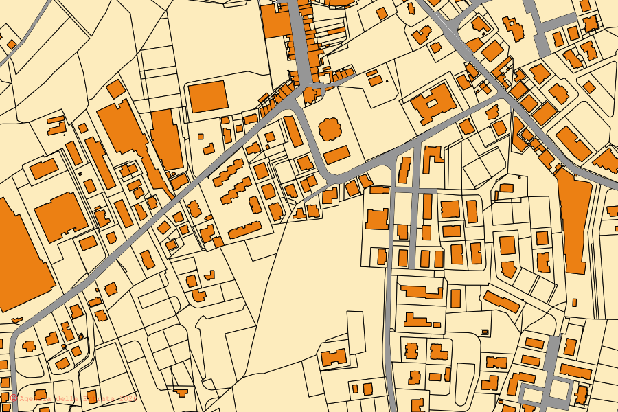 Mappa catastale del centro di Appignano: particelle e fabbricati, cartografia Agenzia delle Entrate