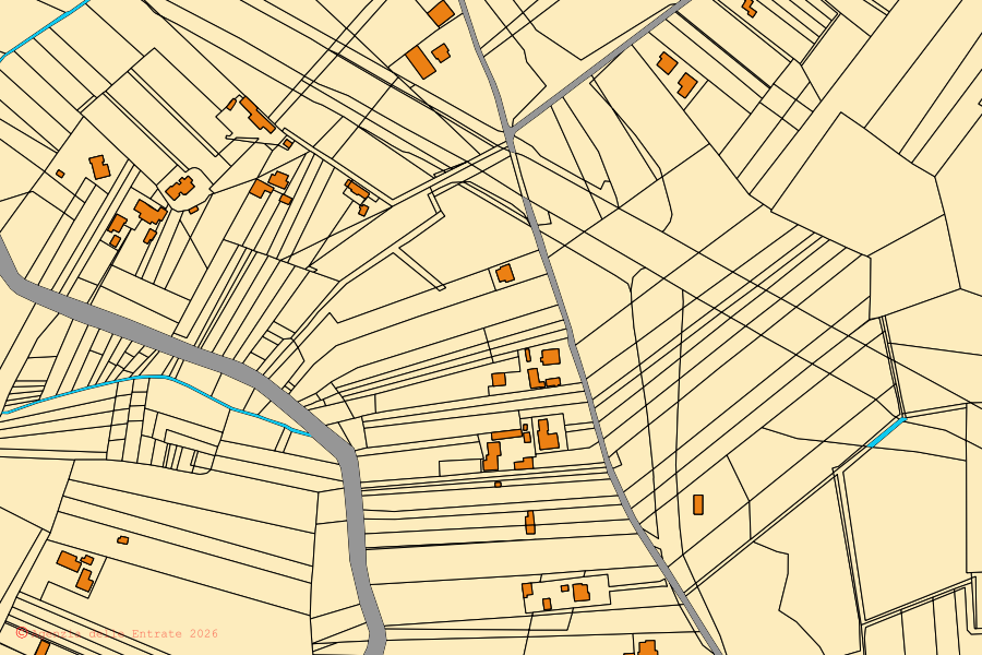 Mappa catastale del centro di Aquino: particelle e fabbricati, cartografia Agenzia delle Entrate