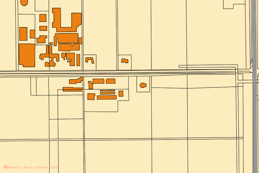 Mappa catastale del centro di Arborea: particelle e fabbricati, cartografia Agenzia delle Entrate