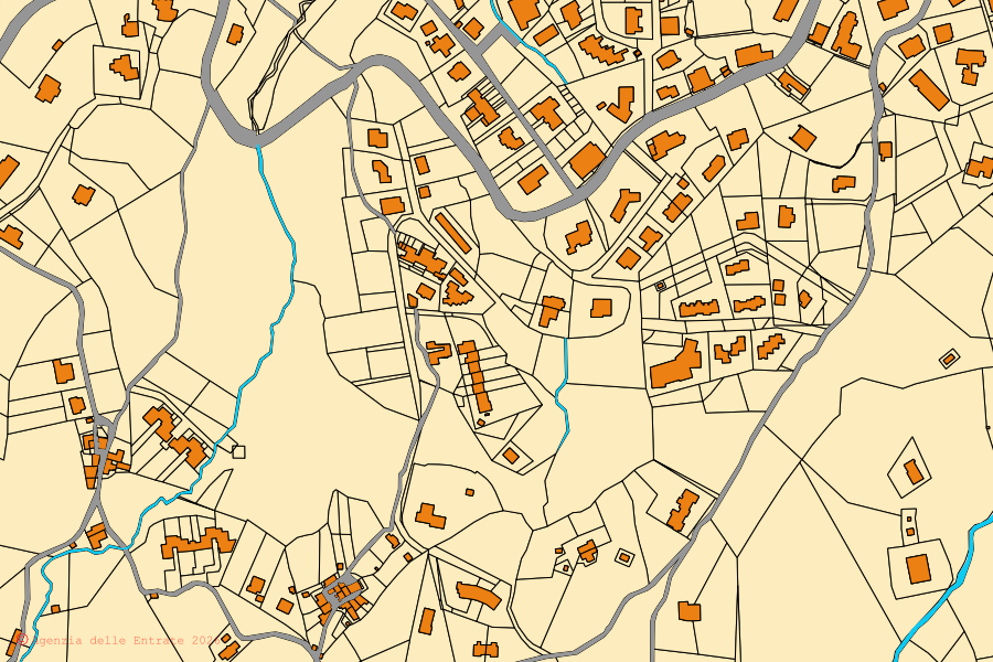 Mappa catastale del centro di Arcidosso: particelle e fabbricati, cartografia Agenzia delle Entrate