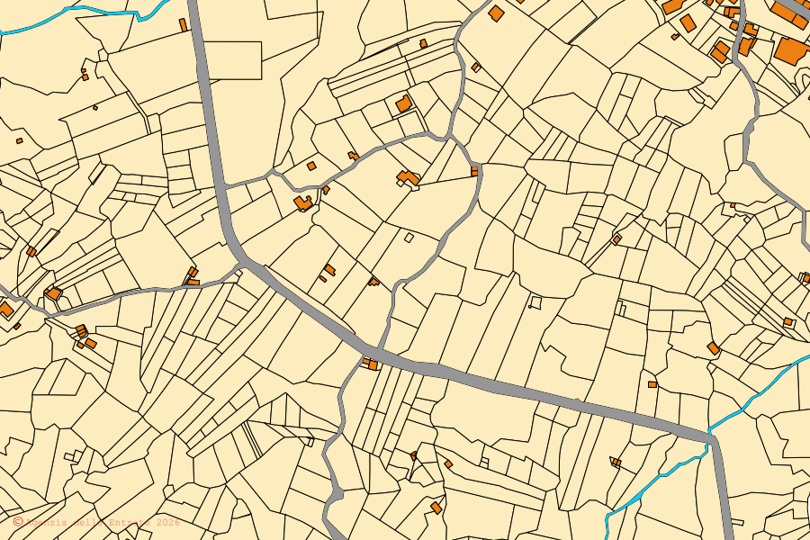 Mappa catastale del centro di Arcinazzo Romano: particelle e fabbricati, cartografia Agenzia delle Entrate
