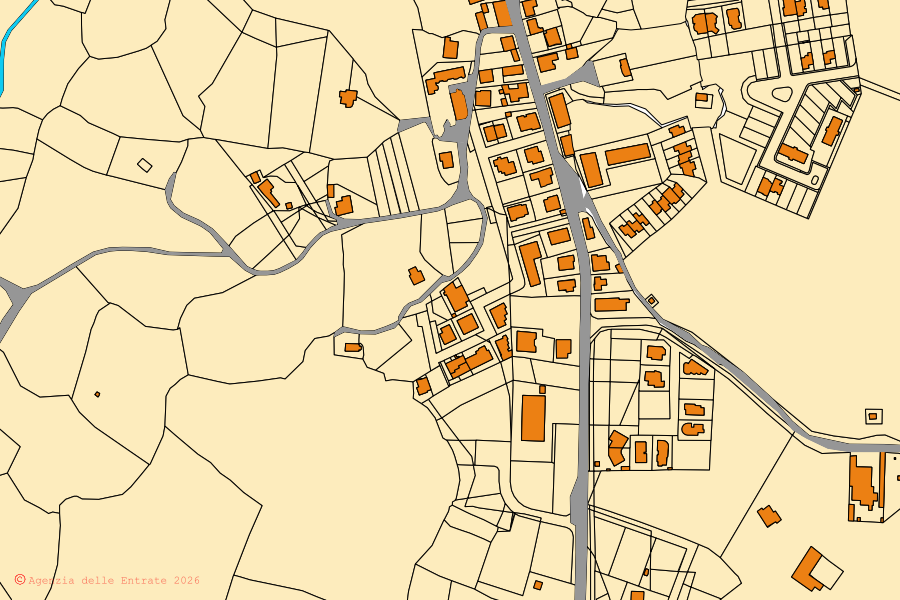 Mappa catastale del centro di Ardara: particelle e fabbricati, cartografia Agenzia delle Entrate