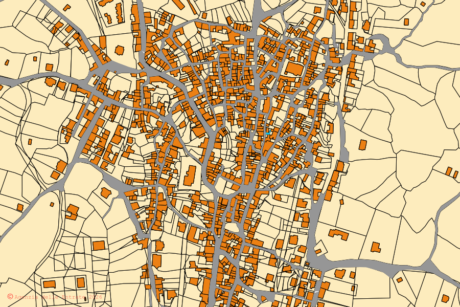 Mappa catastale del centro di Ardauli: particelle e fabbricati, cartografia Agenzia delle Entrate
