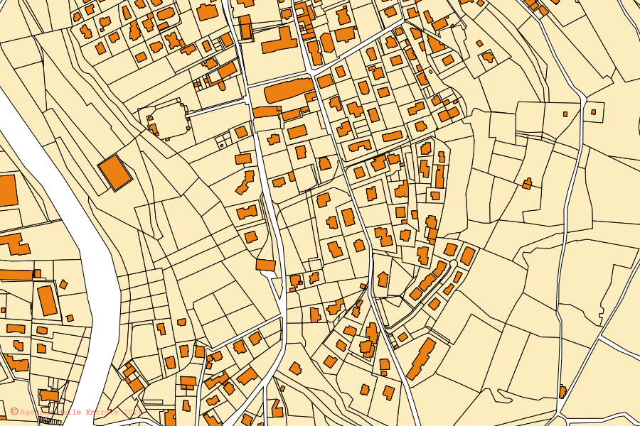 Mappa catastale del centro di Ardesio: particelle e fabbricati, cartografia Agenzia delle Entrate
