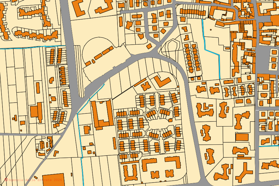 Mappa catastale del centro di Arese: particelle e fabbricati, cartografia Agenzia delle Entrate