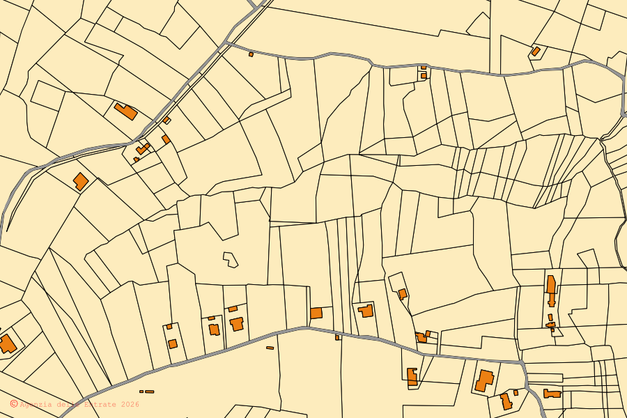 Mappa catastale del centro di Arielli: particelle e fabbricati, cartografia Agenzia delle Entrate