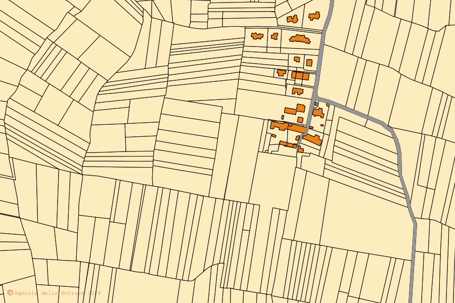 Mappa catastale del centro di Arignano: particelle e fabbricati, cartografia Agenzia delle Entrate