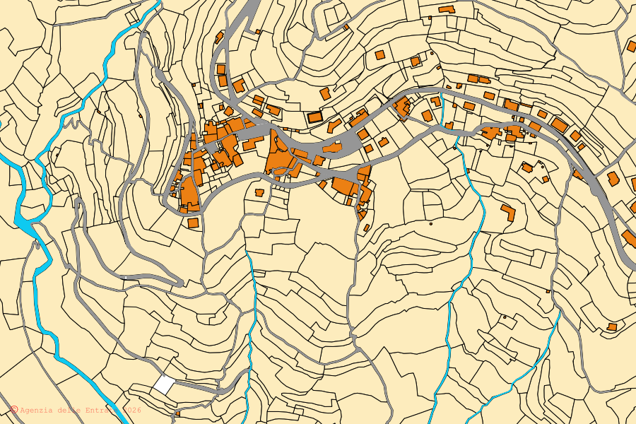 Mappa catastale del centro di Arnasco: particelle e fabbricati, cartografia Agenzia delle Entrate
