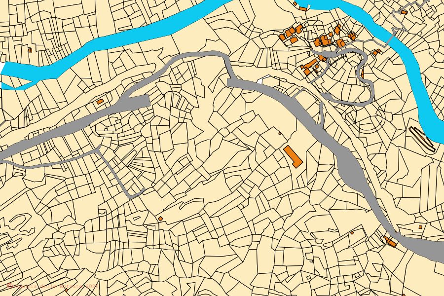 Mappa catastale del centro di Arvier: particelle e fabbricati, cartografia Agenzia delle Entrate