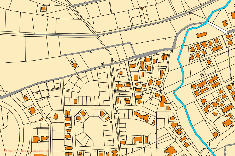 Mappa catastale del centro di Arzachena: particelle e fabbricati, cartografia Agenzia delle Entrate