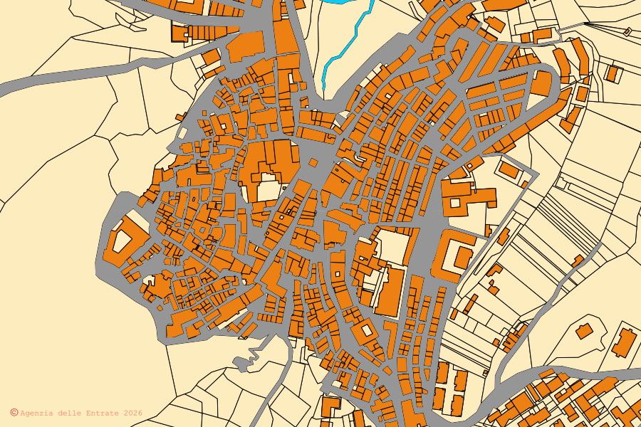 Mappa catastale del centro di Ascoli Satriano: particelle e fabbricati, cartografia Agenzia delle Entrate