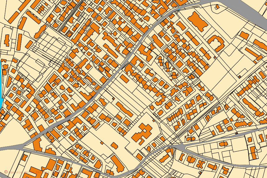 Mappa catastale del centro di Assemini: particelle e fabbricati, cartografia Agenzia delle Entrate