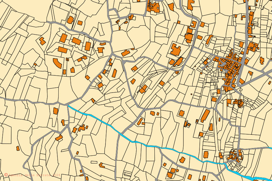 Mappa catastale del centro di Ausonia: particelle e fabbricati, cartografia Agenzia delle Entrate