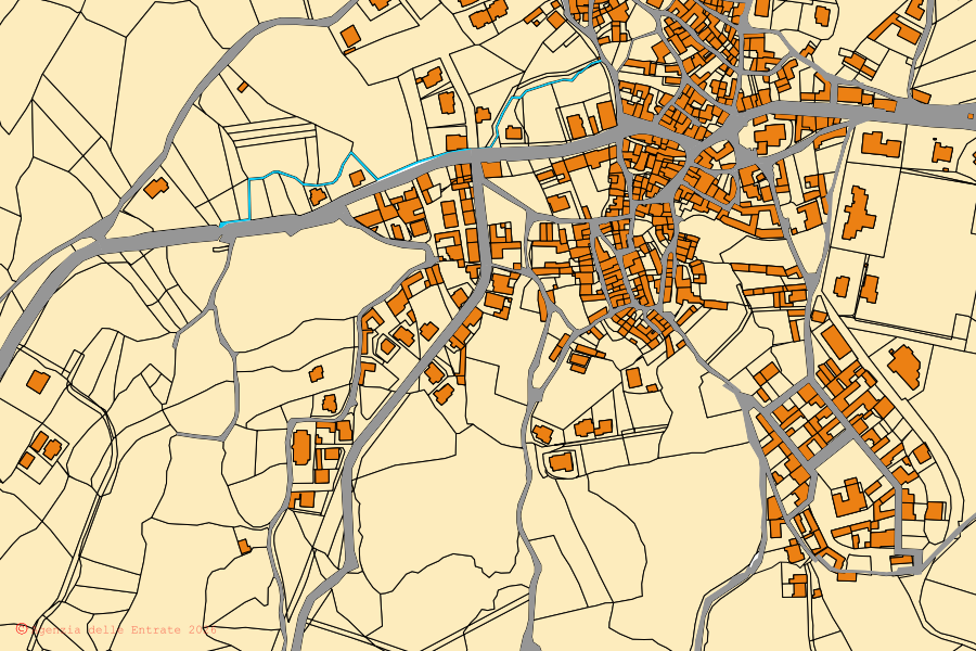 Mappa catastale del centro di Austis: particelle e fabbricati, cartografia Agenzia delle Entrate