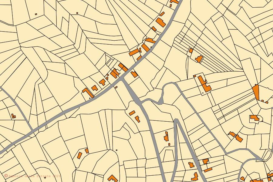Mappa catastale del centro di Azzano d'Asti: particelle e fabbricati, cartografia Agenzia delle Entrate