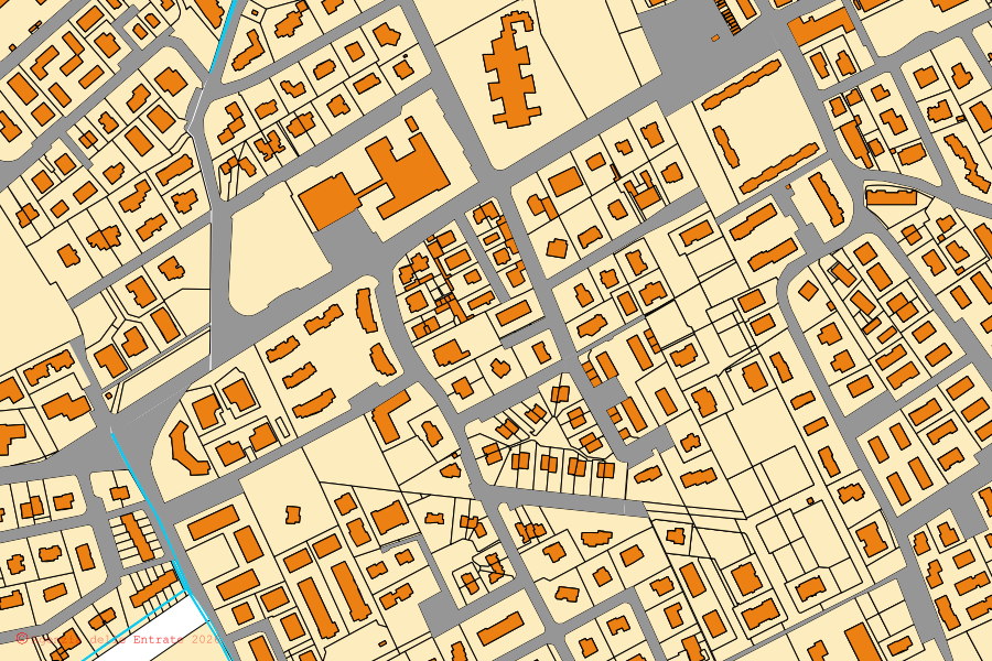 Mappa catastale del centro di Azzano San Paolo: particelle e fabbricati, cartografia Agenzia delle Entrate
