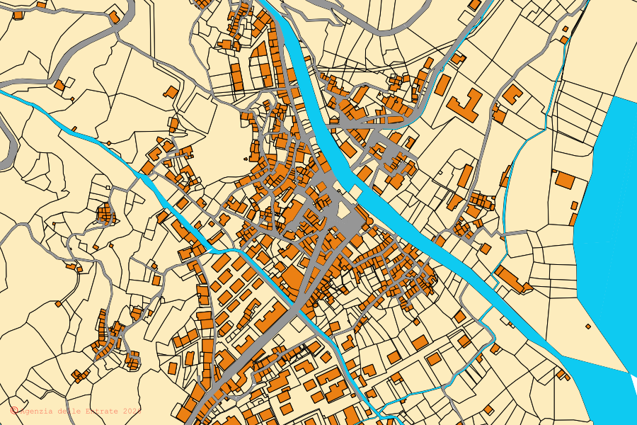 Mappa catastale del centro di Bagaladi: particelle e fabbricati, cartografia Agenzia delle Entrate