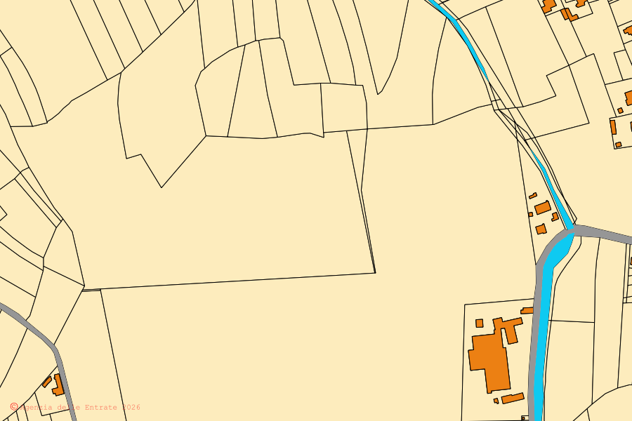Mappa catastale del centro di Bagnaria Arsa: particelle e fabbricati, cartografia Agenzia delle Entrate