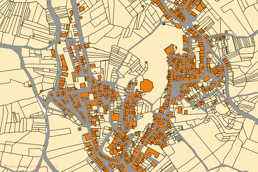 Mappa catastale del centro di Bagnoli del Trigno: particelle e fabbricati, cartografia Agenzia delle Entrate